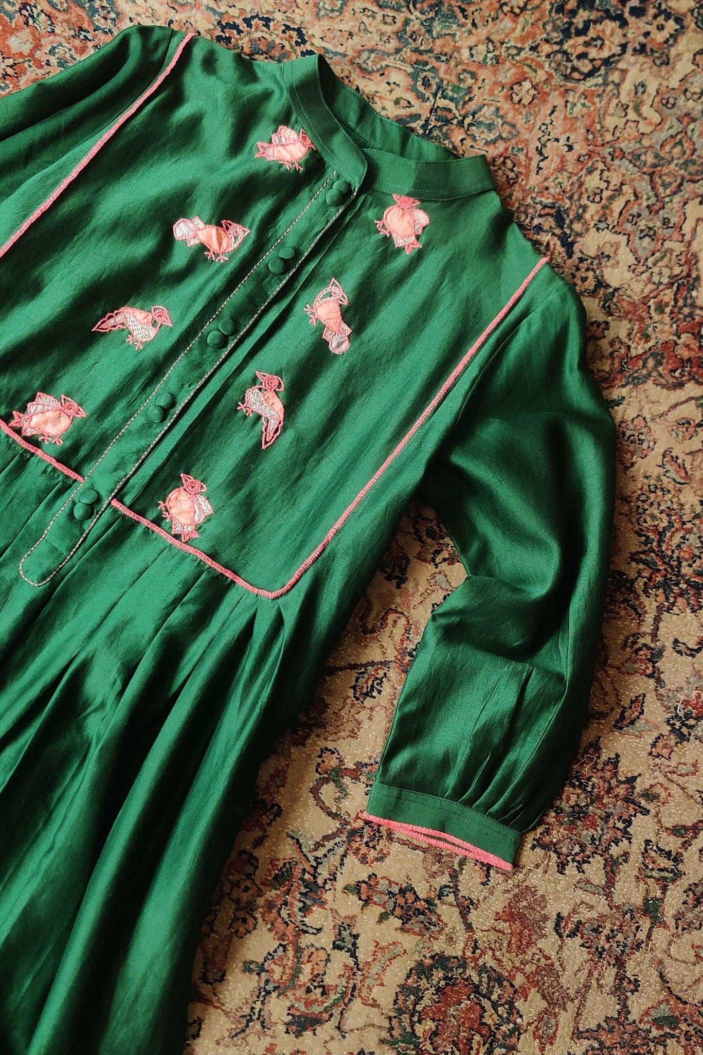 Bird-motif Applique & Sujani Kurti for women-bihart