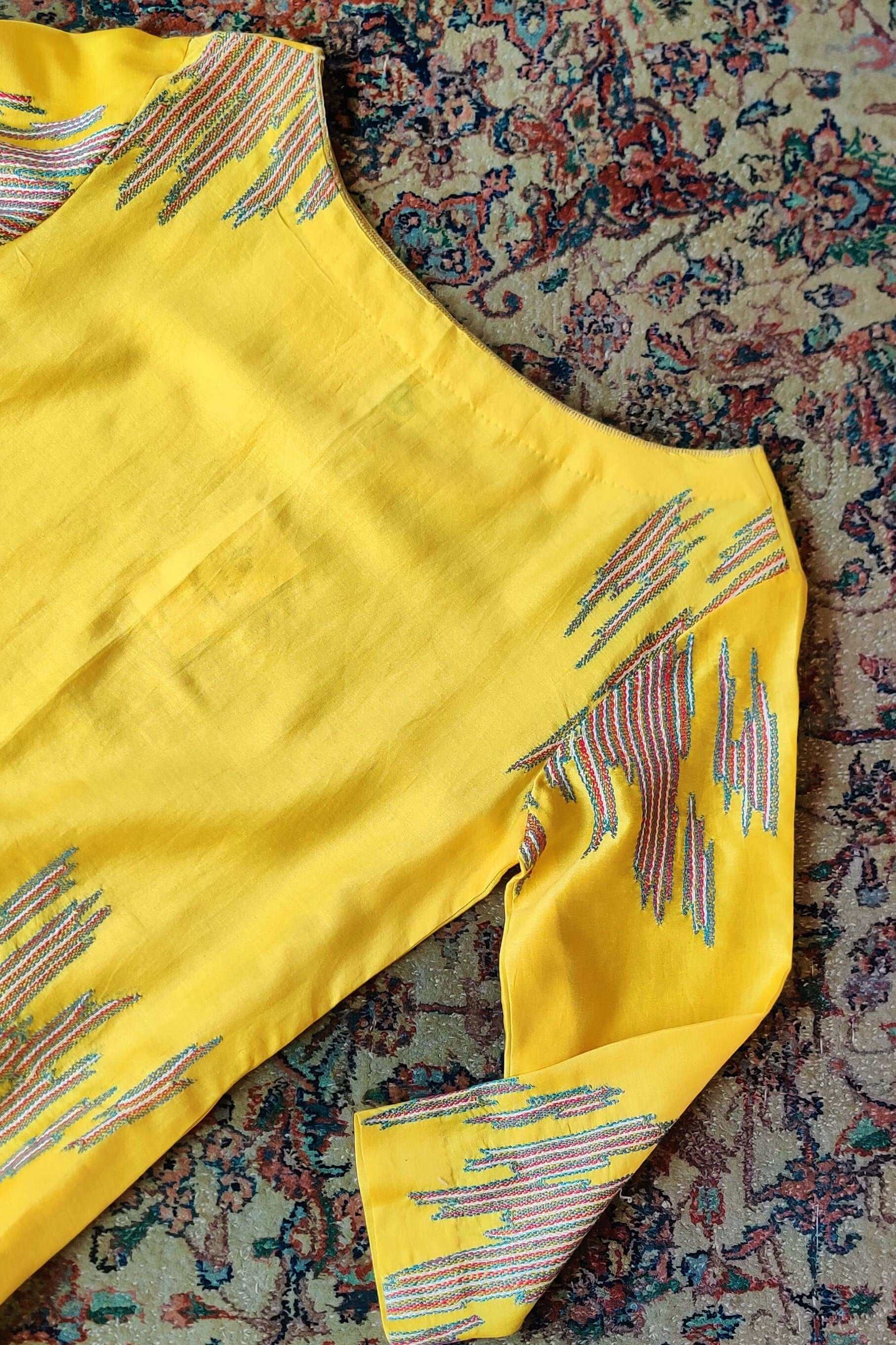 Yellow-Sujani Kurti for women-bihart