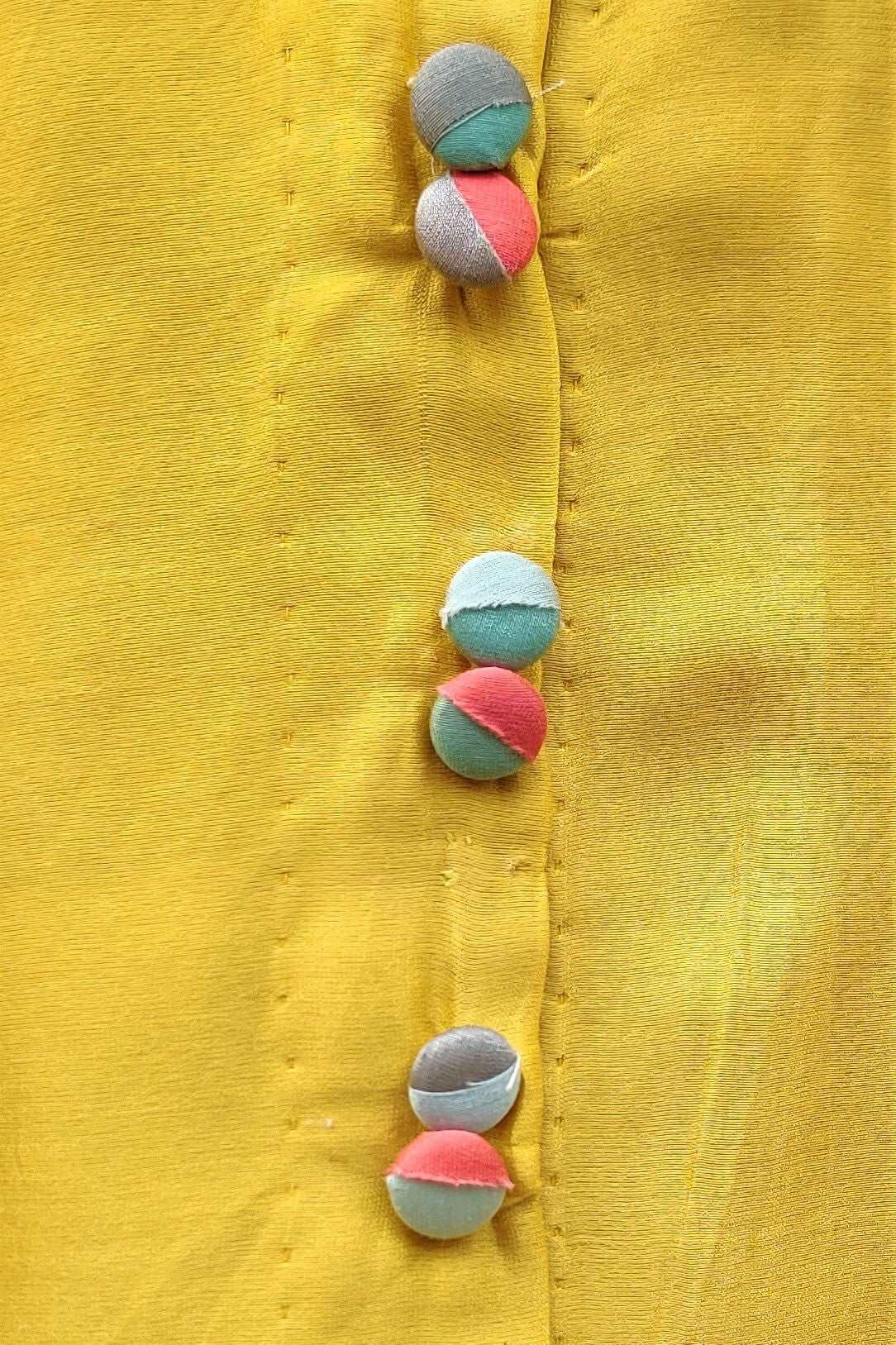 Cotton-silk Yellow crop top with sujani work on neck line-bihart