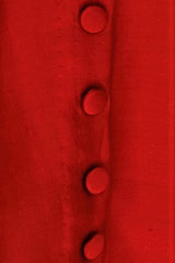 Cotton-silk Chanderi Red crop top with sujani work on neck line.