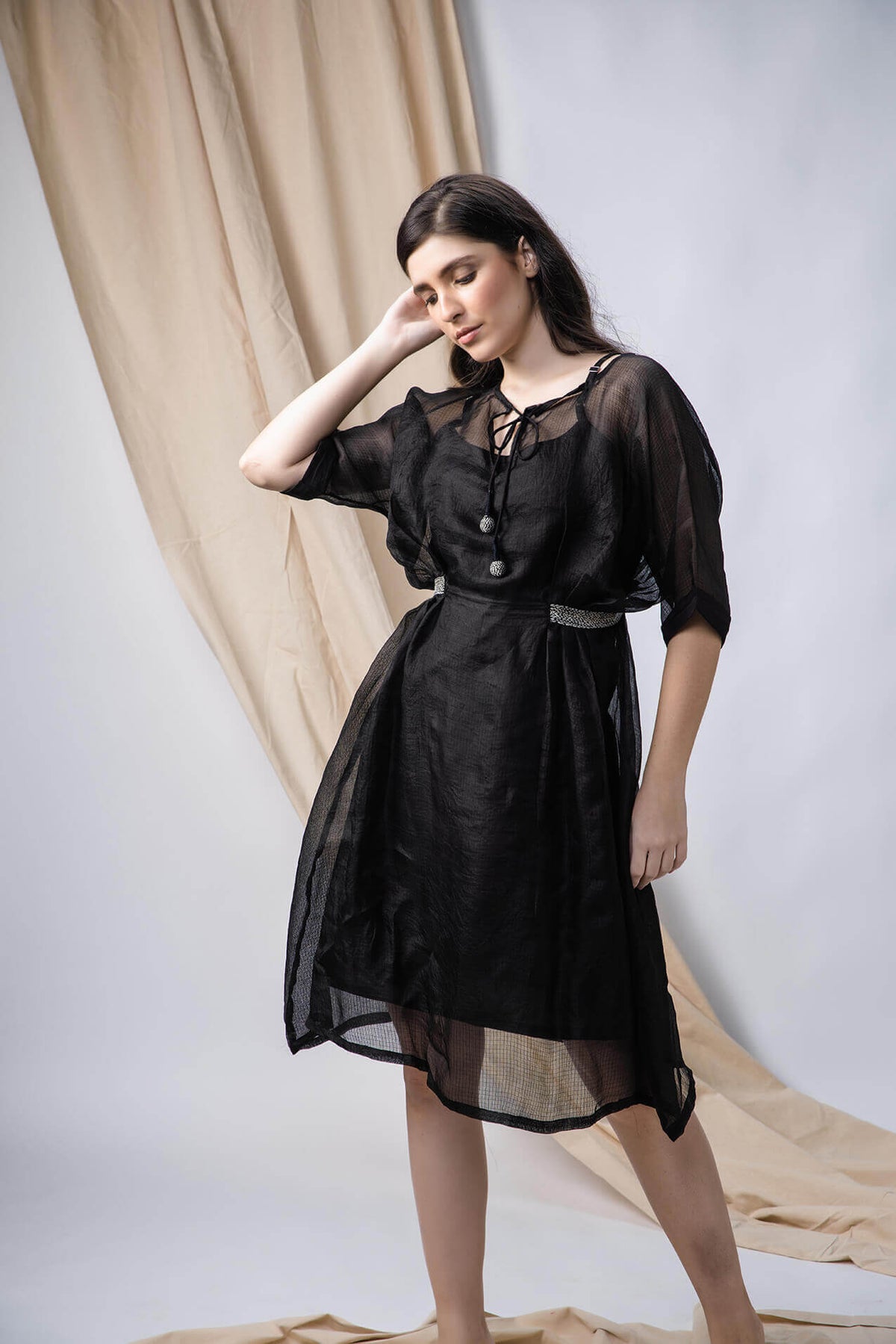 Anantha Silk Kota Drop Shoulder Sheer Dress