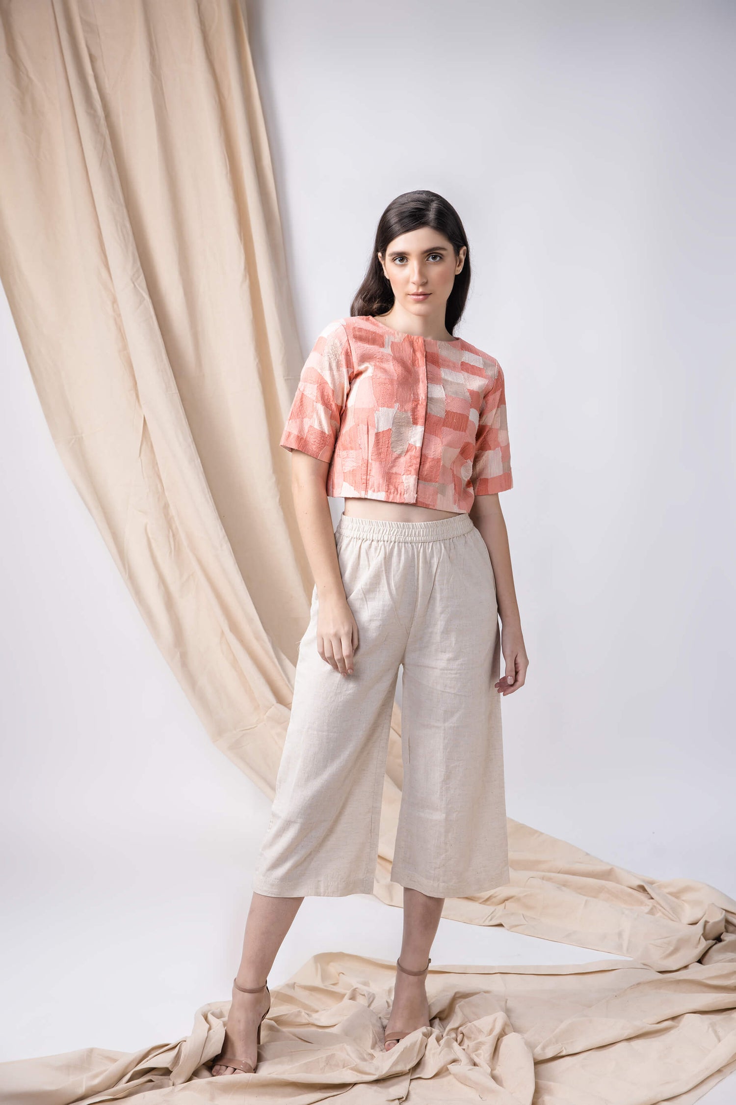 Peach-Upcycled Chindi Jacket-bihart