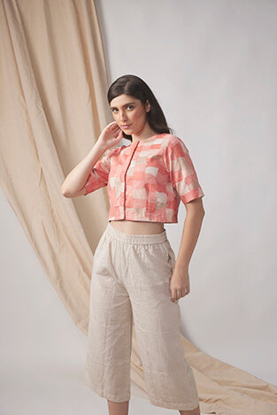 Peach-Upcycled Chindi Jacket-bihart