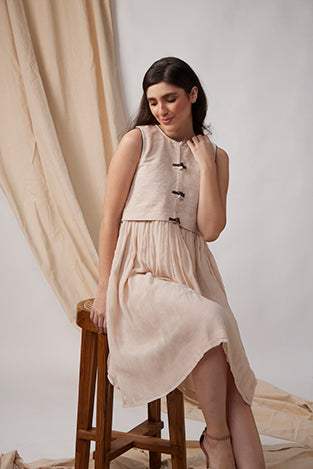 Anantha-Kisan Charkha Handwoven Cotton A-line Dress-bihart