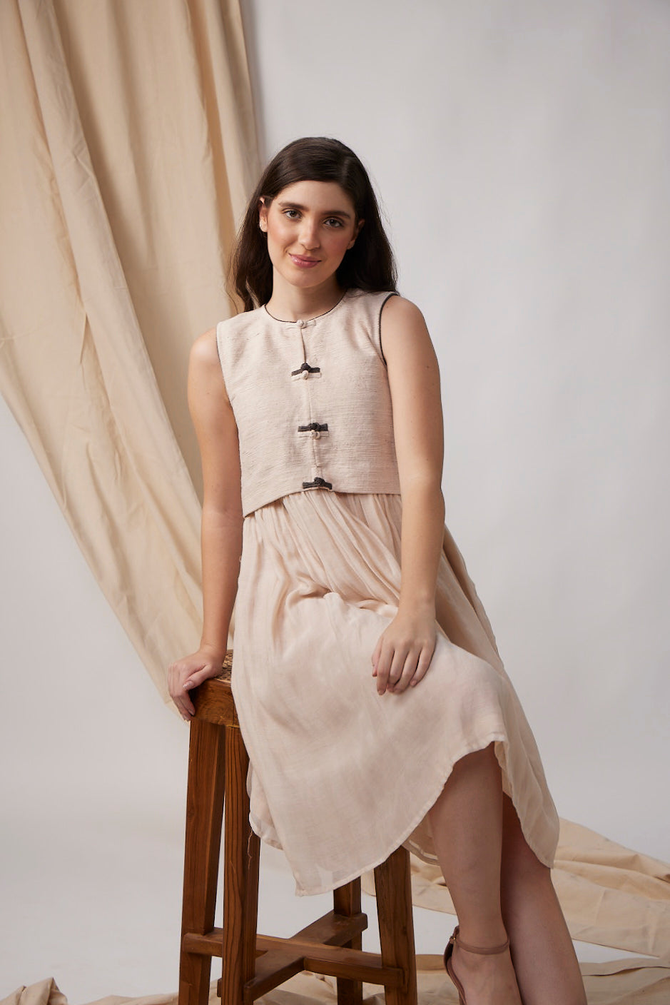 Anantha-Kisan Charkha Handwoven Cotton A-line Dress-bihart