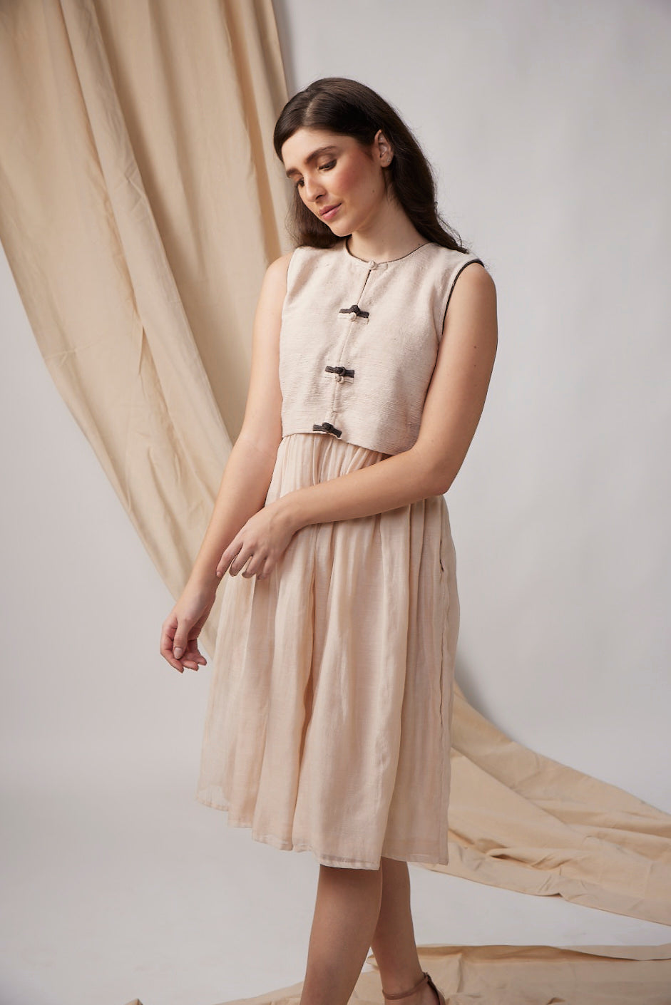 Anantha-Kisan Charkha Handwoven Cotton A-line Dress-bihart