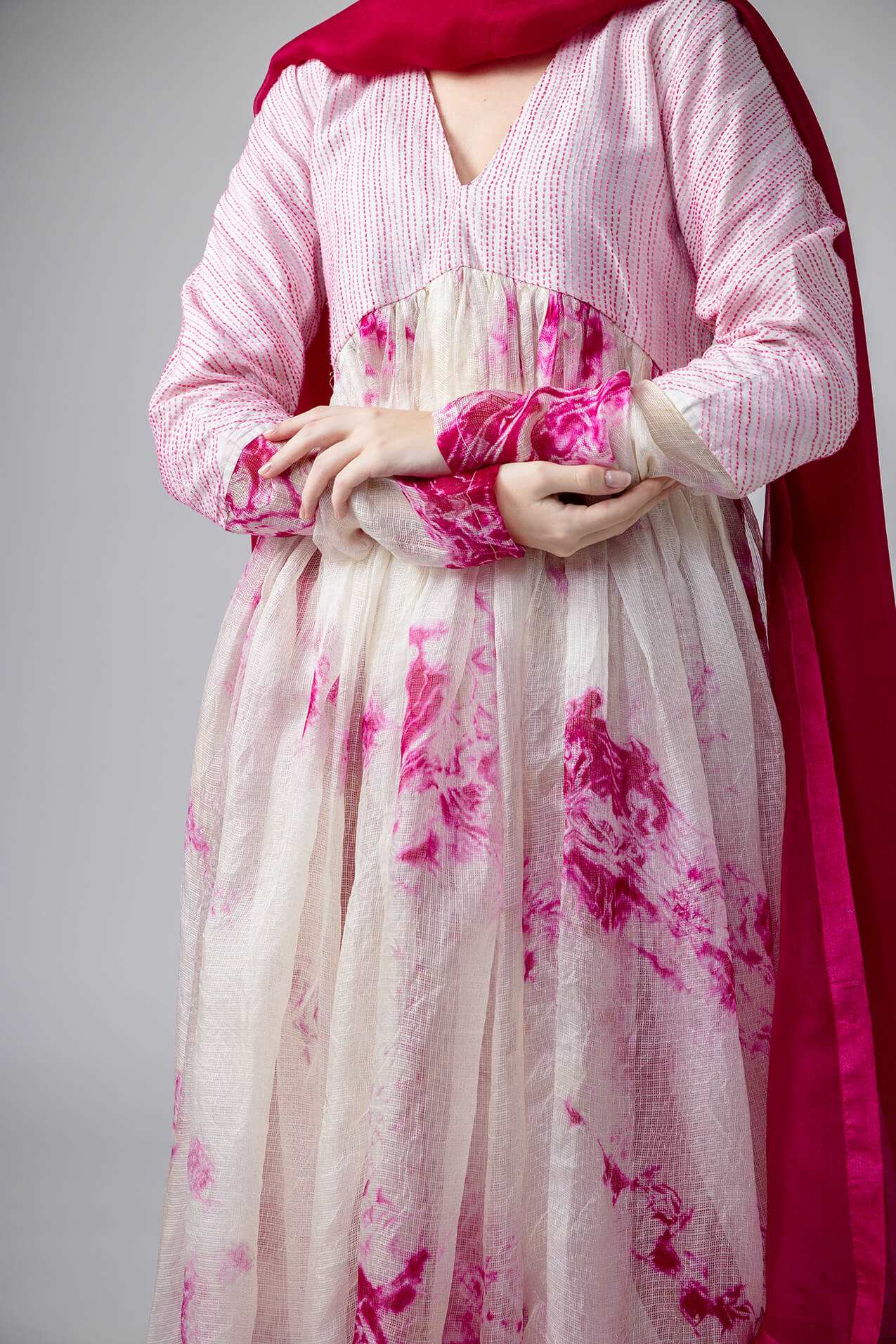 Anantha-Kota Silk Tie-Dye Anarkali Set with Sujani-bihart