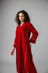 Anantha Hand embroidered Red cotton-silk Chanderi Pakistani Kurta set