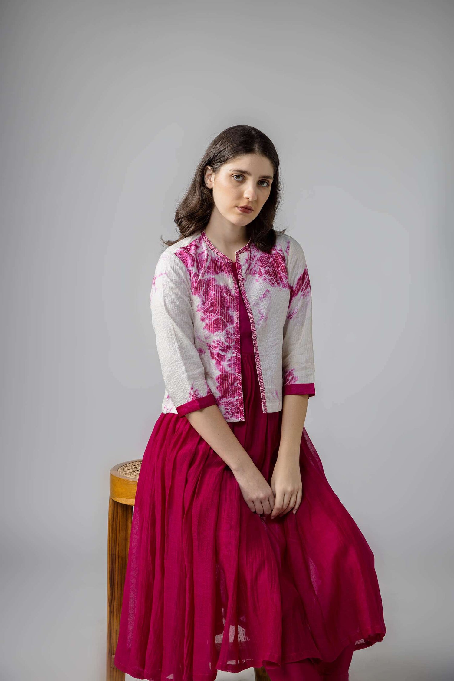 Anantha-Tie-dye Jacket Style Kurta Set-bihart