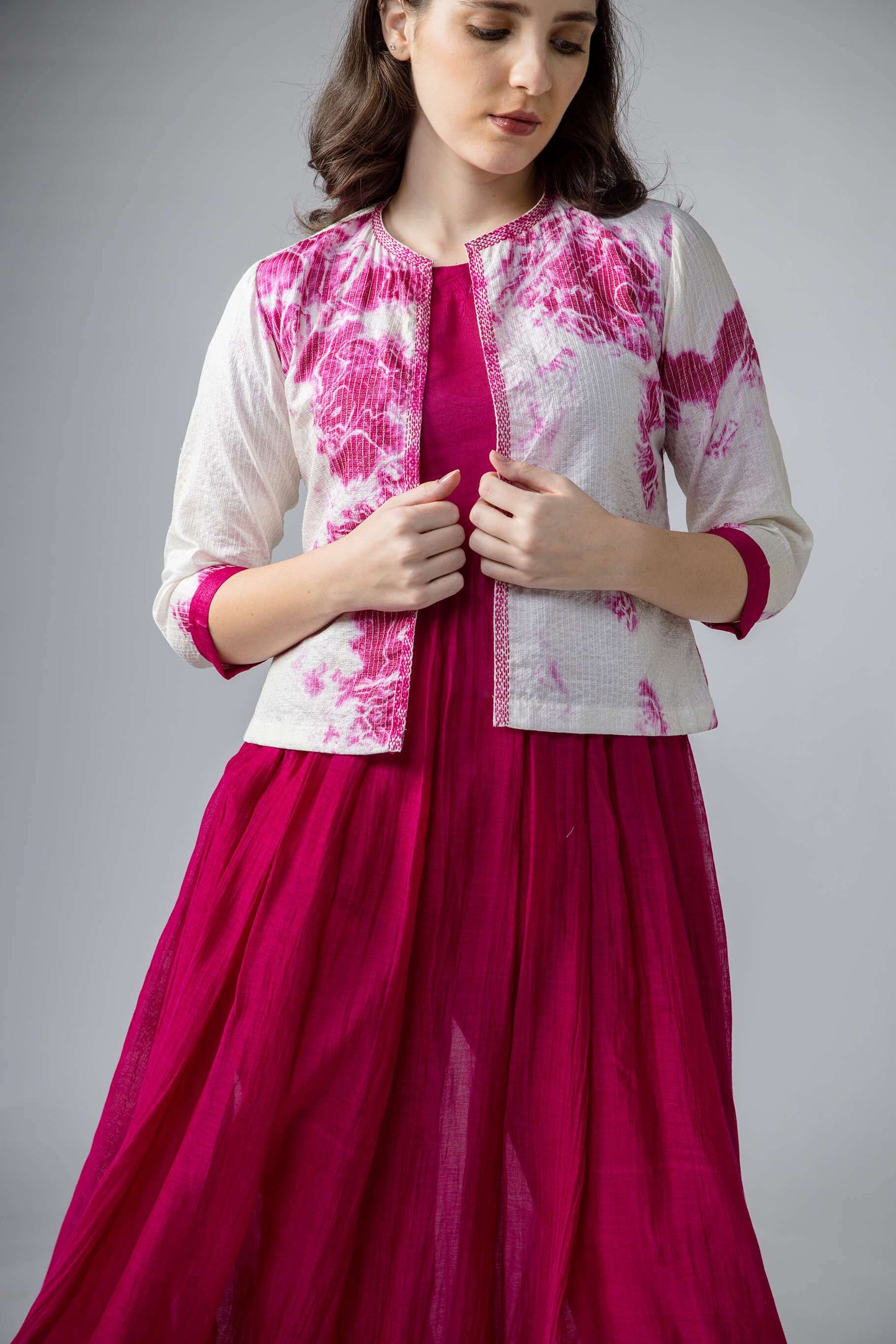 Anantha-Tie-dye Jacket Style Kurta Set-bihart