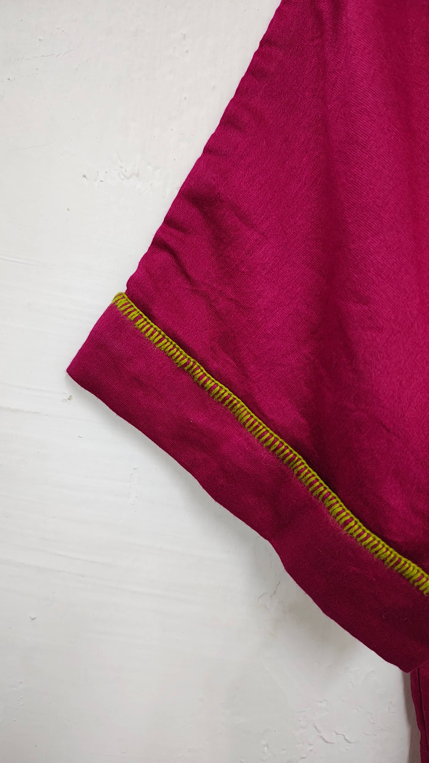 Chanderi Rani Pink Crop Top with Sujani Work on Neck line.