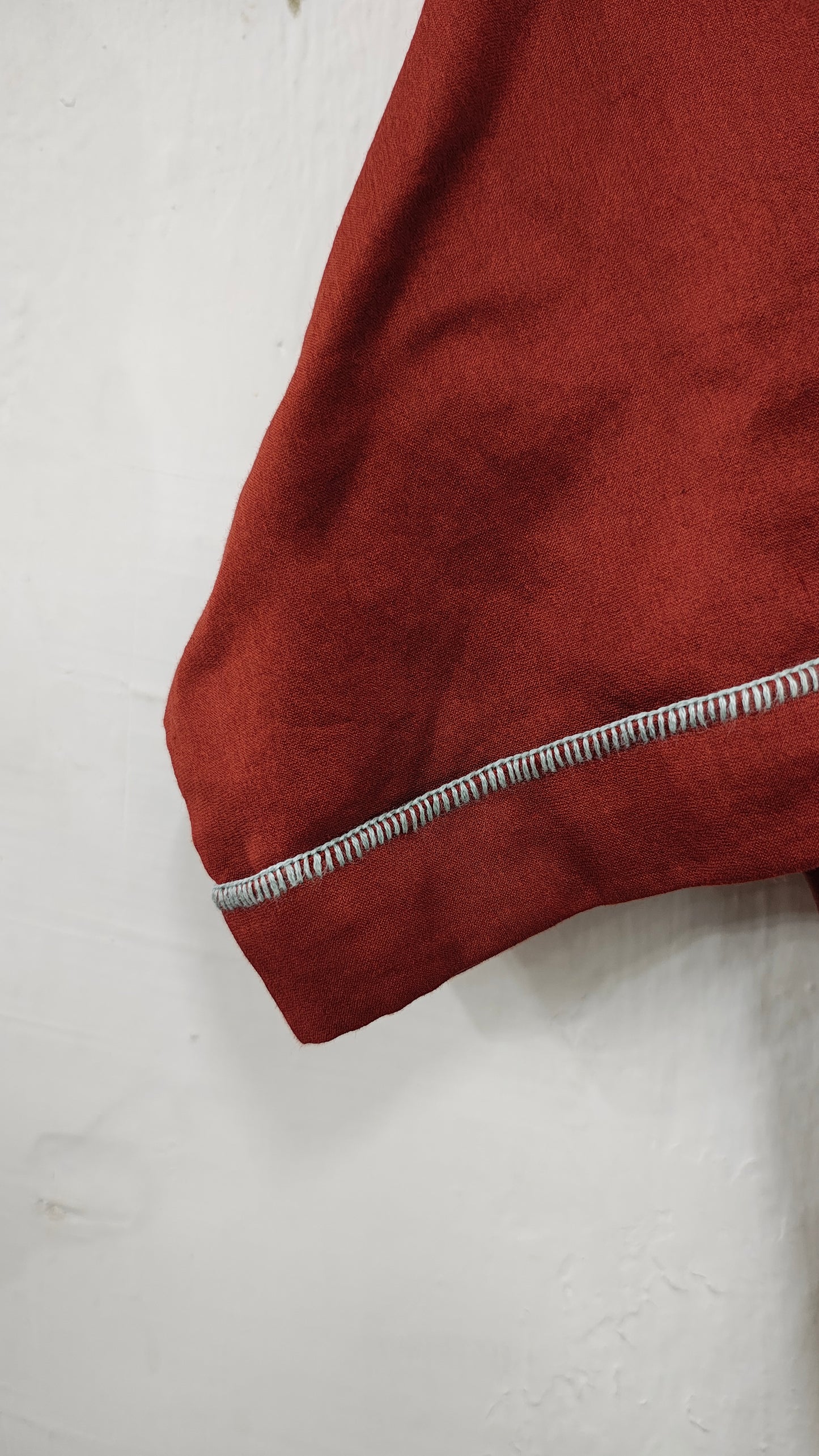 Chanderi Deep Rust Crop Top With Sujani Work on Neck line.
