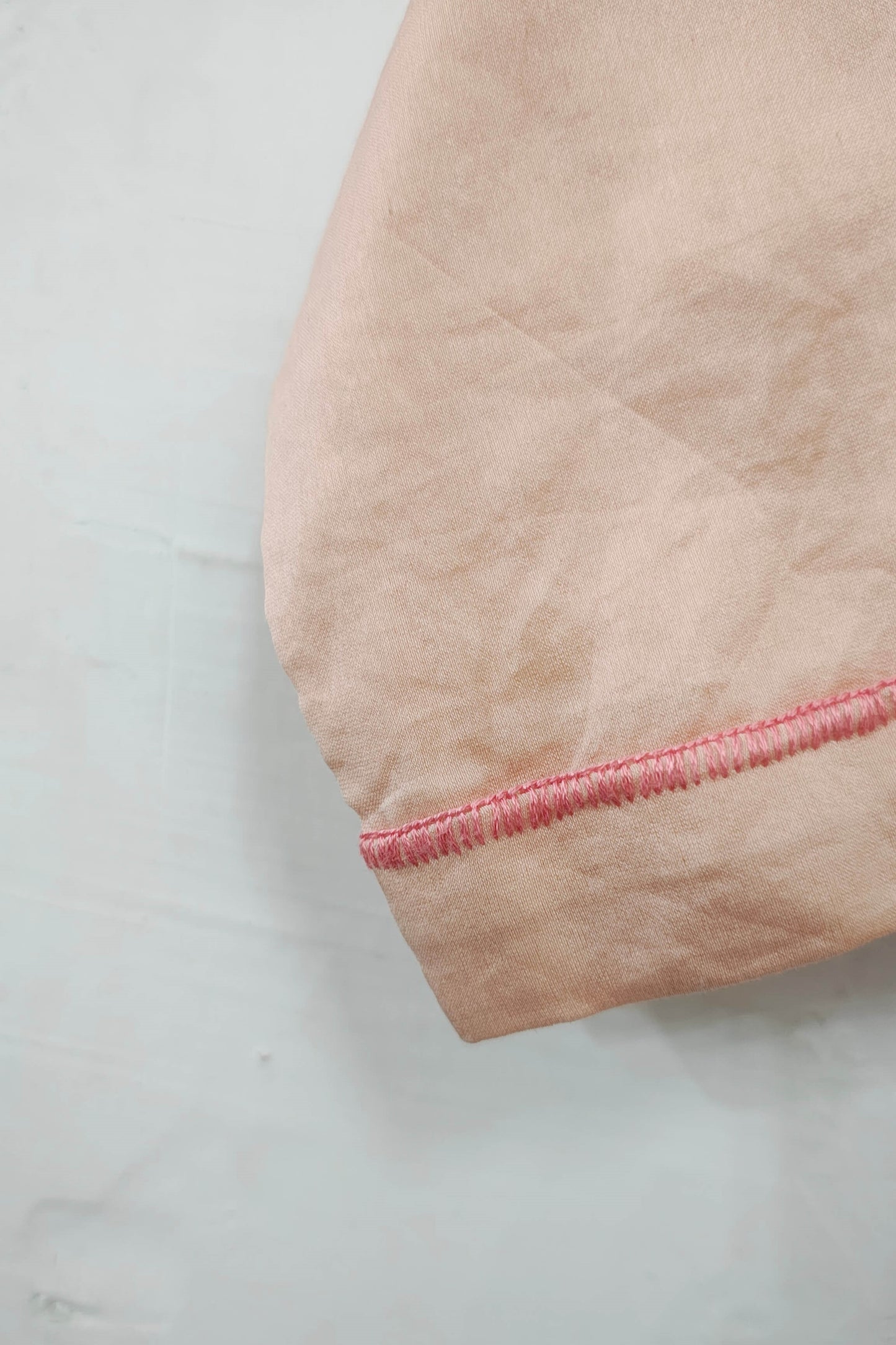 Chanderi Peach Crop Top with Sujani Embroidery on Neckline.