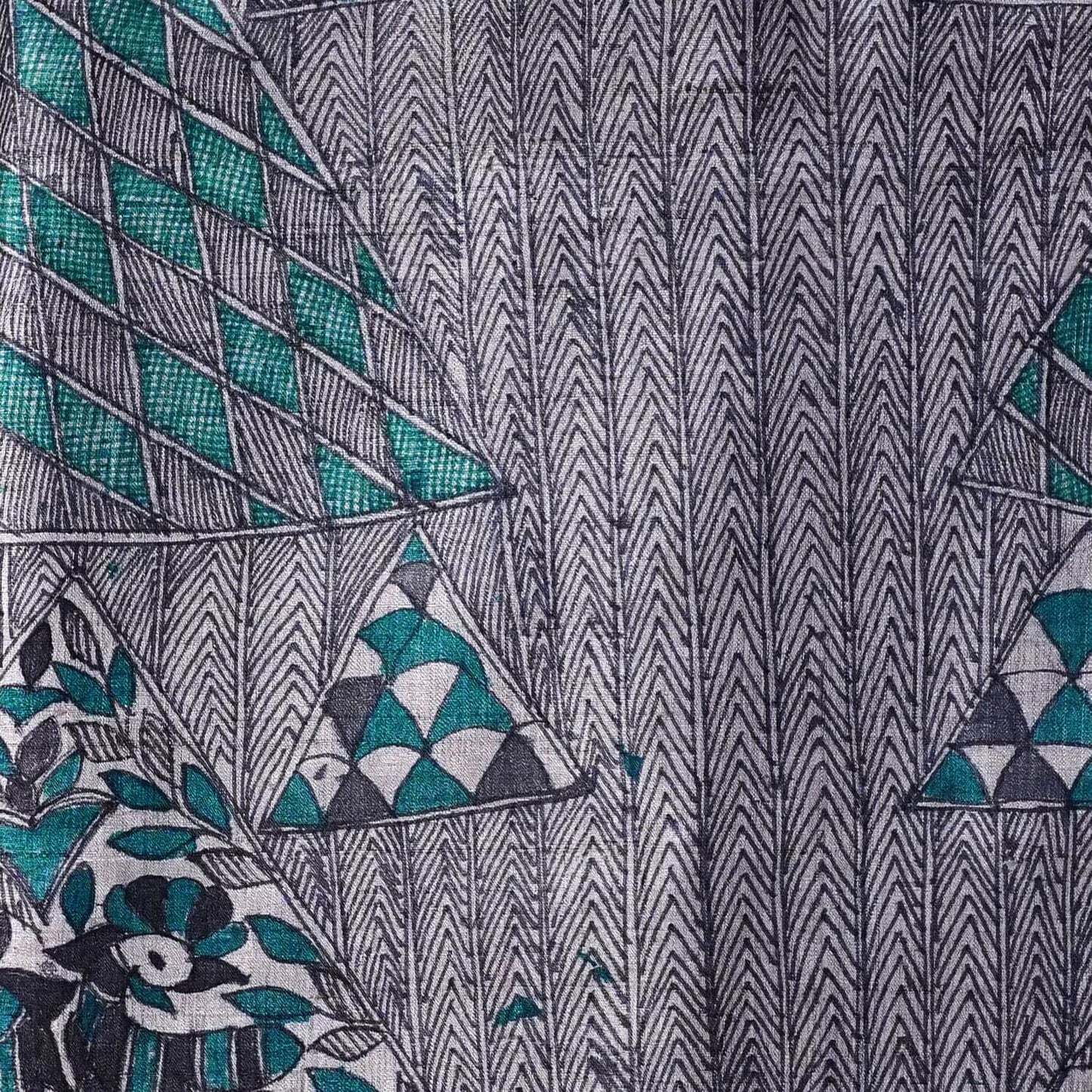 Handwoven-Wild silk Saree with Hand Painted Madhubani-bihart