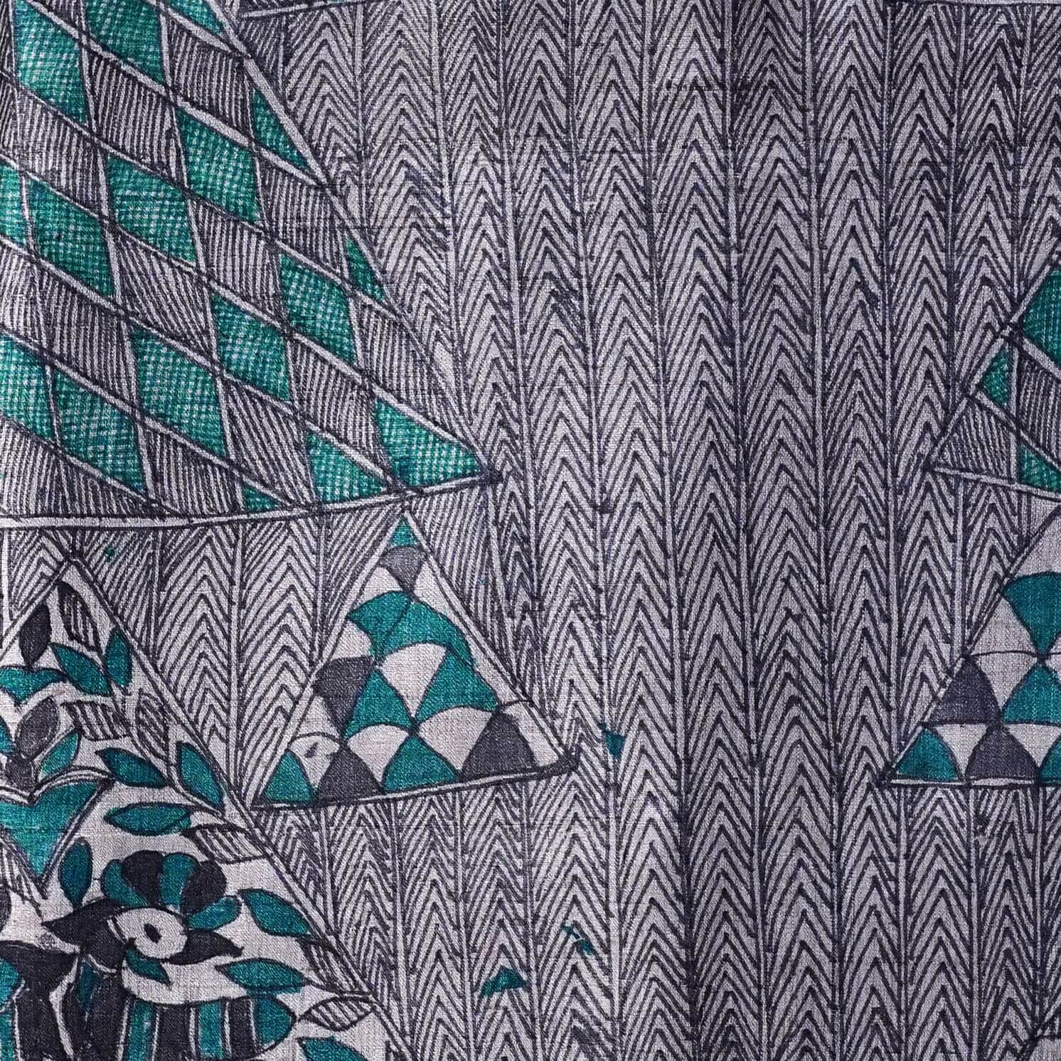 Handwoven-Wild silk Saree with Hand Painted Madhubani-bihart