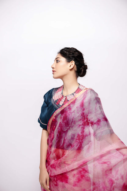 Kota-Silk Hand Tie and Dye Pink Saree-bihart