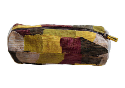 Cotton-silk upcycled Multi colour pencil pouch-bihart