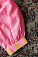 Applique and Sujani Baby Pink Kurti for women