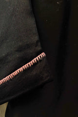 Cotton-silk Black crop top with sujani work on neck line.