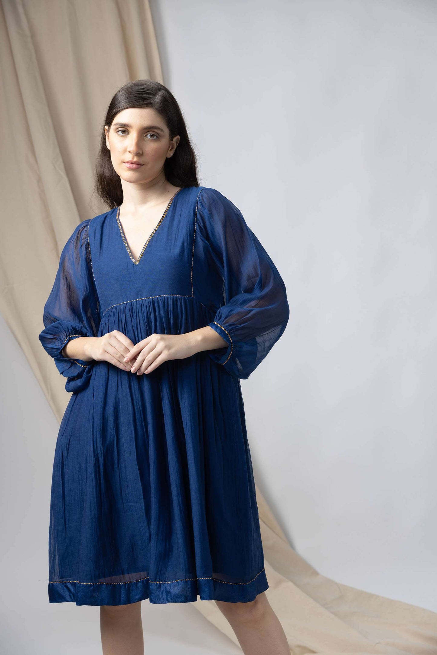 Anantha-Empire Dress with Batwing sleeves-bihart