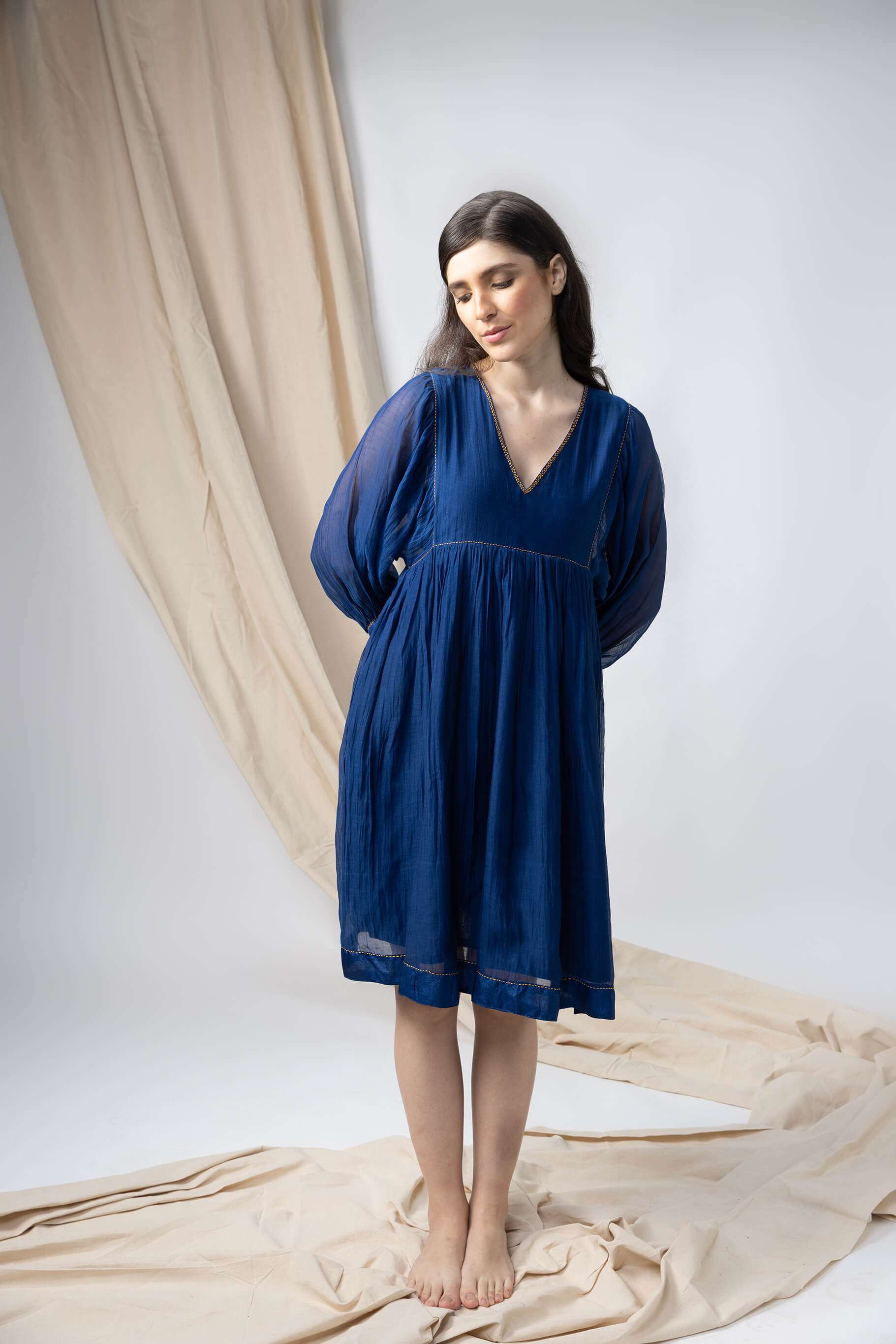 Anantha-Empire Dress with Batwing sleeves-bihart