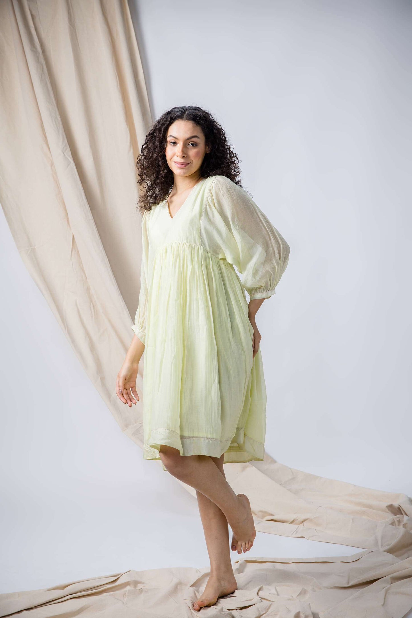 Anantha-Empire Dress with Batwing sleeves-bihart