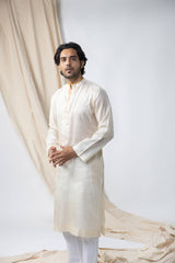 Anantha-Men's Wild Silk Off-White Kurta-bihart