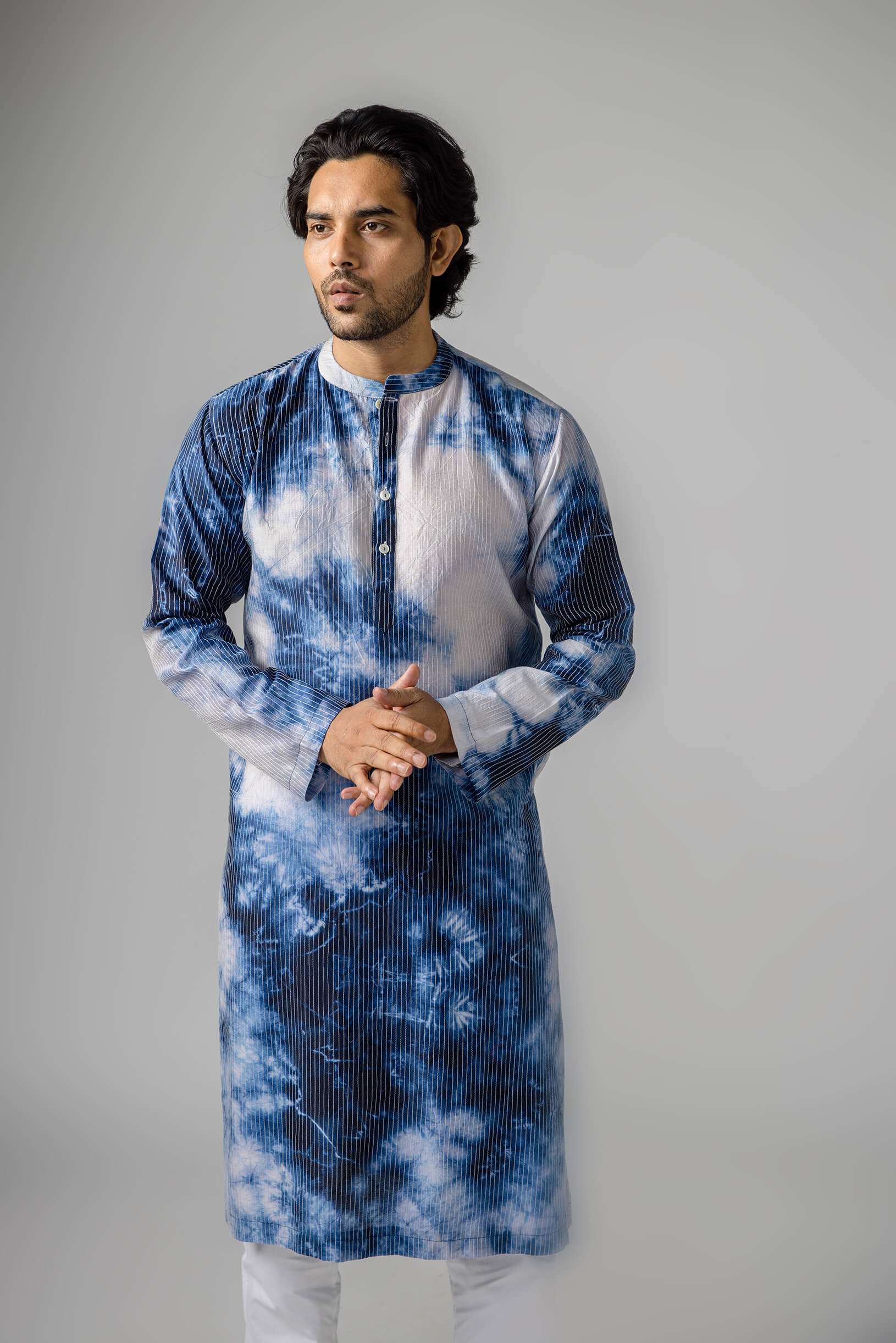 Anantha-Men's Tie Dye  Chanderi Kurta-bihart