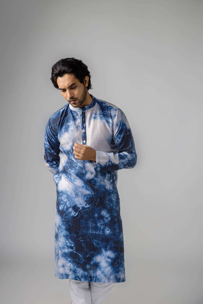 Anantha-Men's Tie Dye  Chanderi Kurta-bihart