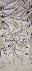 Tussar Silk Applique Beige Design Dupatta