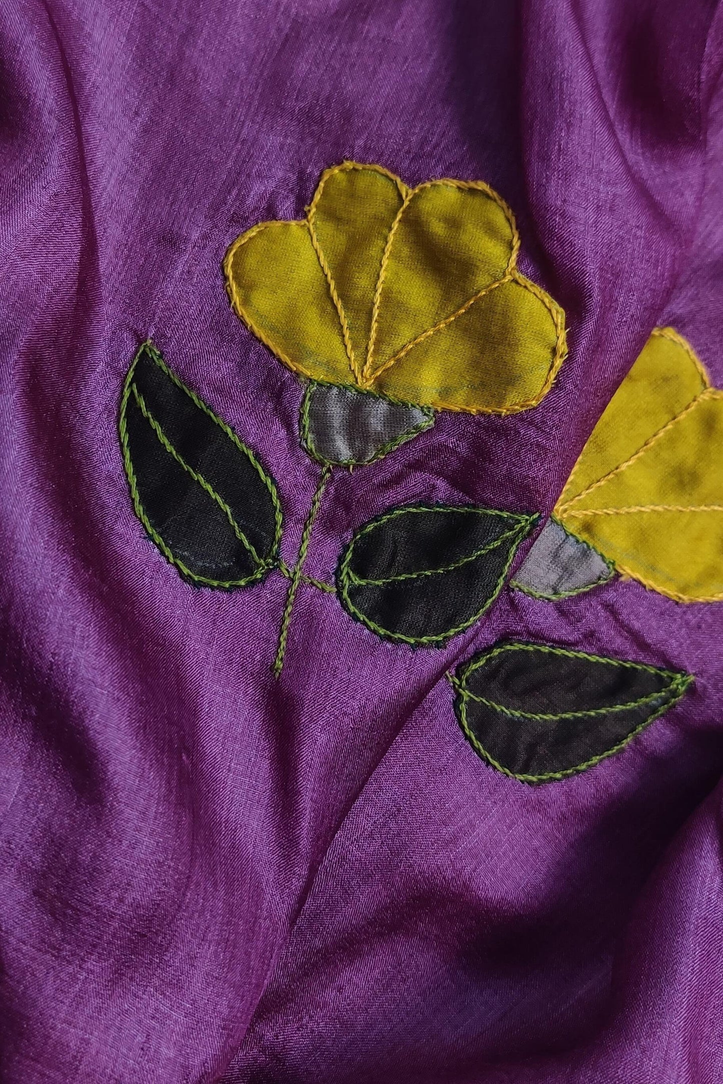 Tussar Silk Applique Dusty Plum Dupatta-bihart