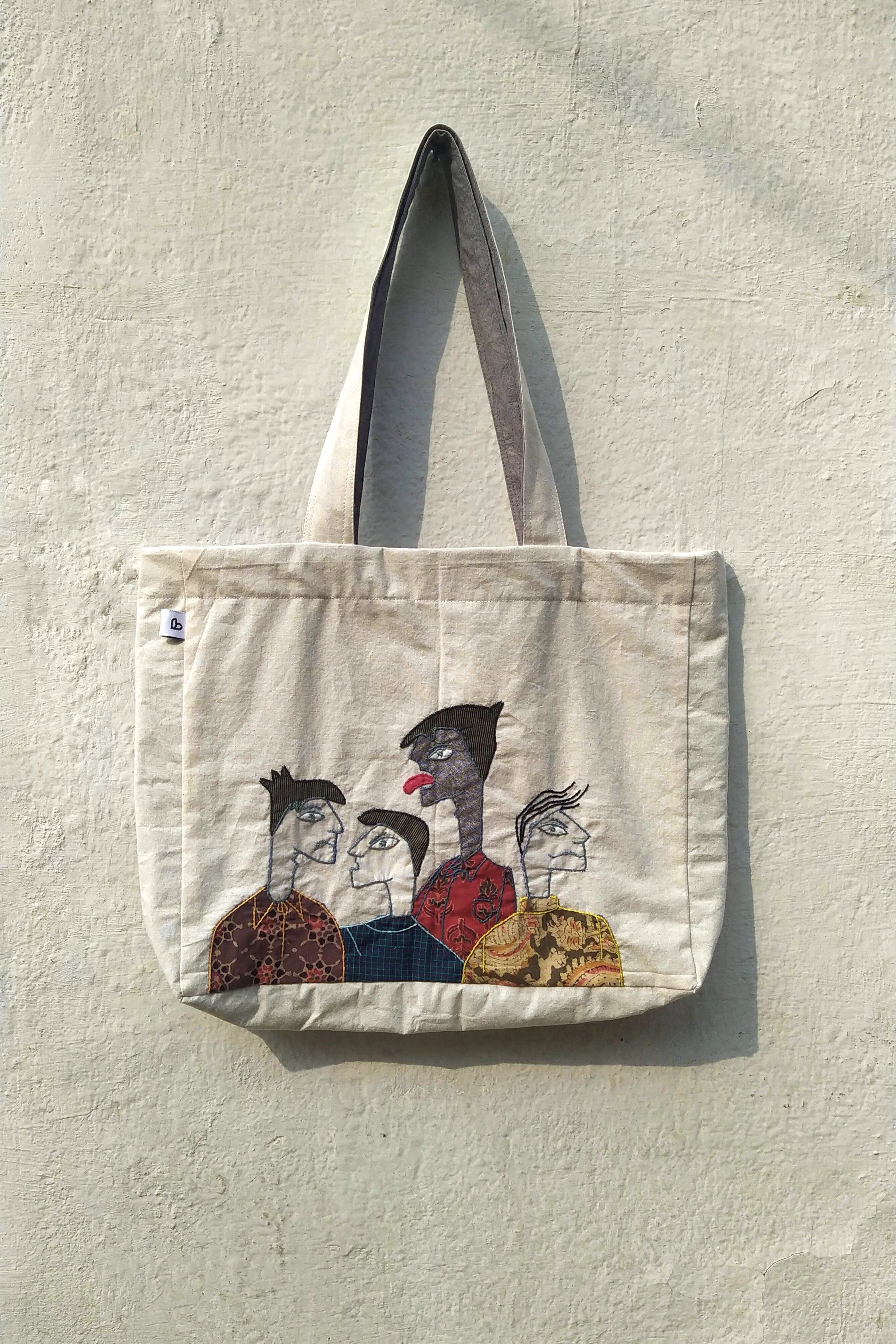Gossip-Boys Hand Applique Tote Bag-bihart