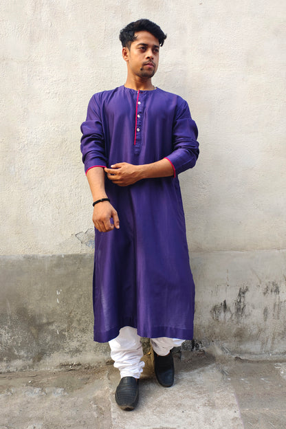 Men's-Chanderi Purple Kurta-bihart