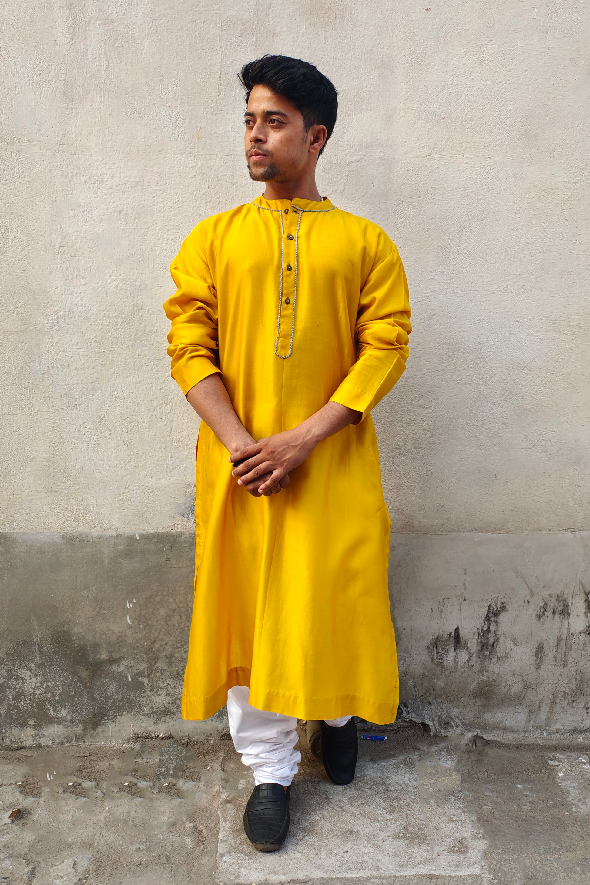 Men's-Chanderi Mustard Yellow Kurta-bihart