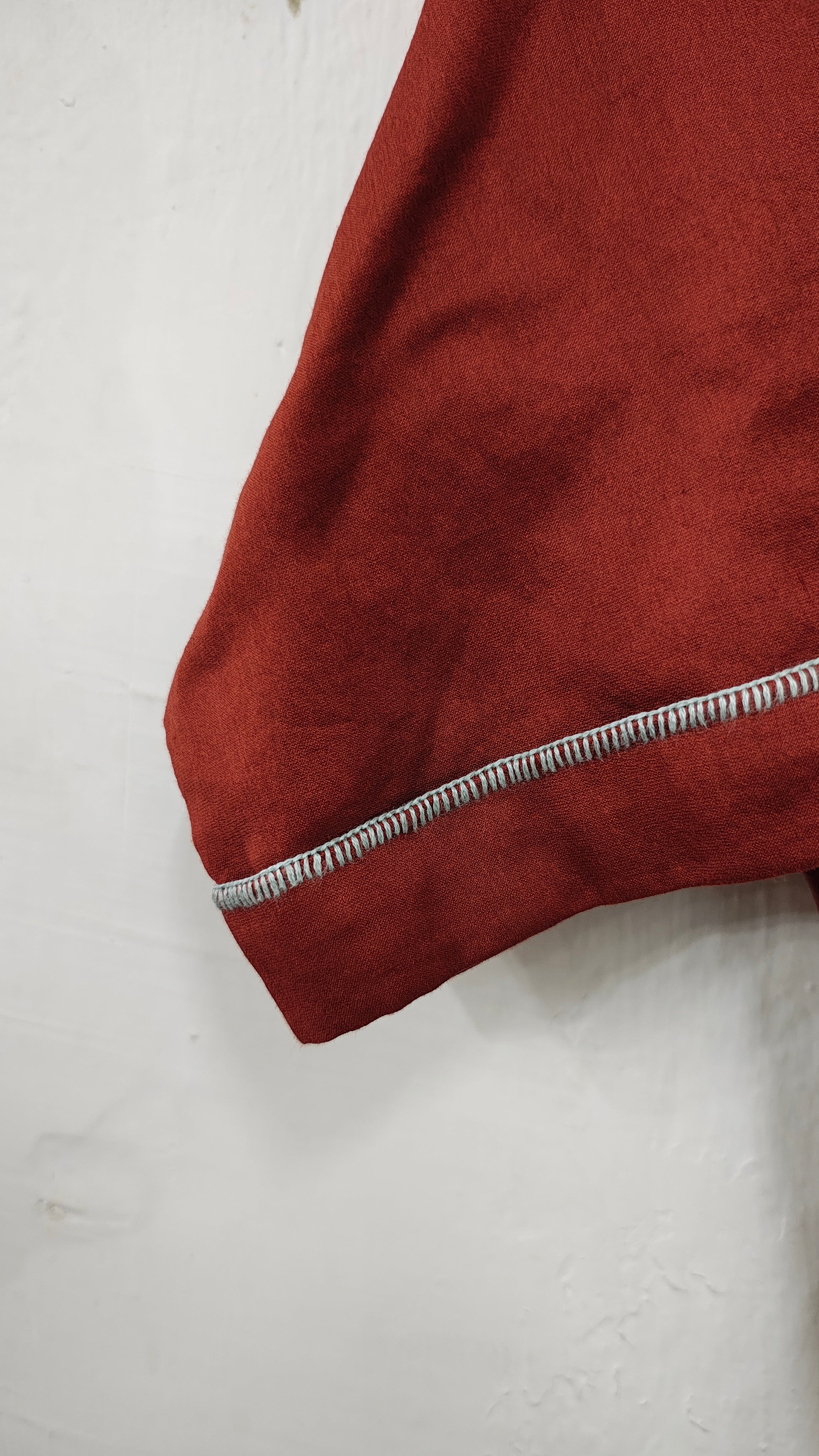 Chanderi Deep Rust Crop Top With Sujani Work on Neck line.