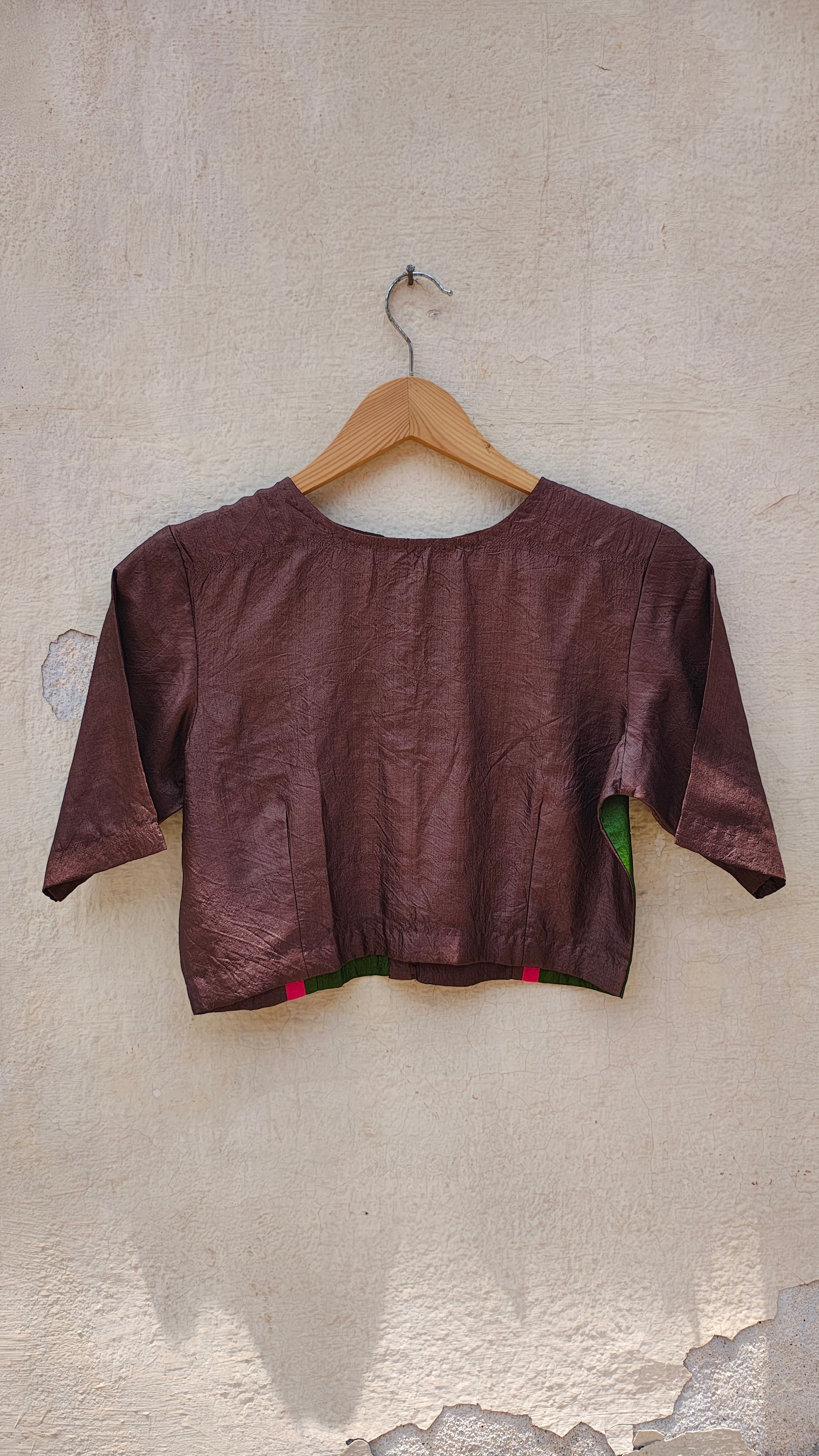 Brown Colour Tussar Silk Blouse for Women