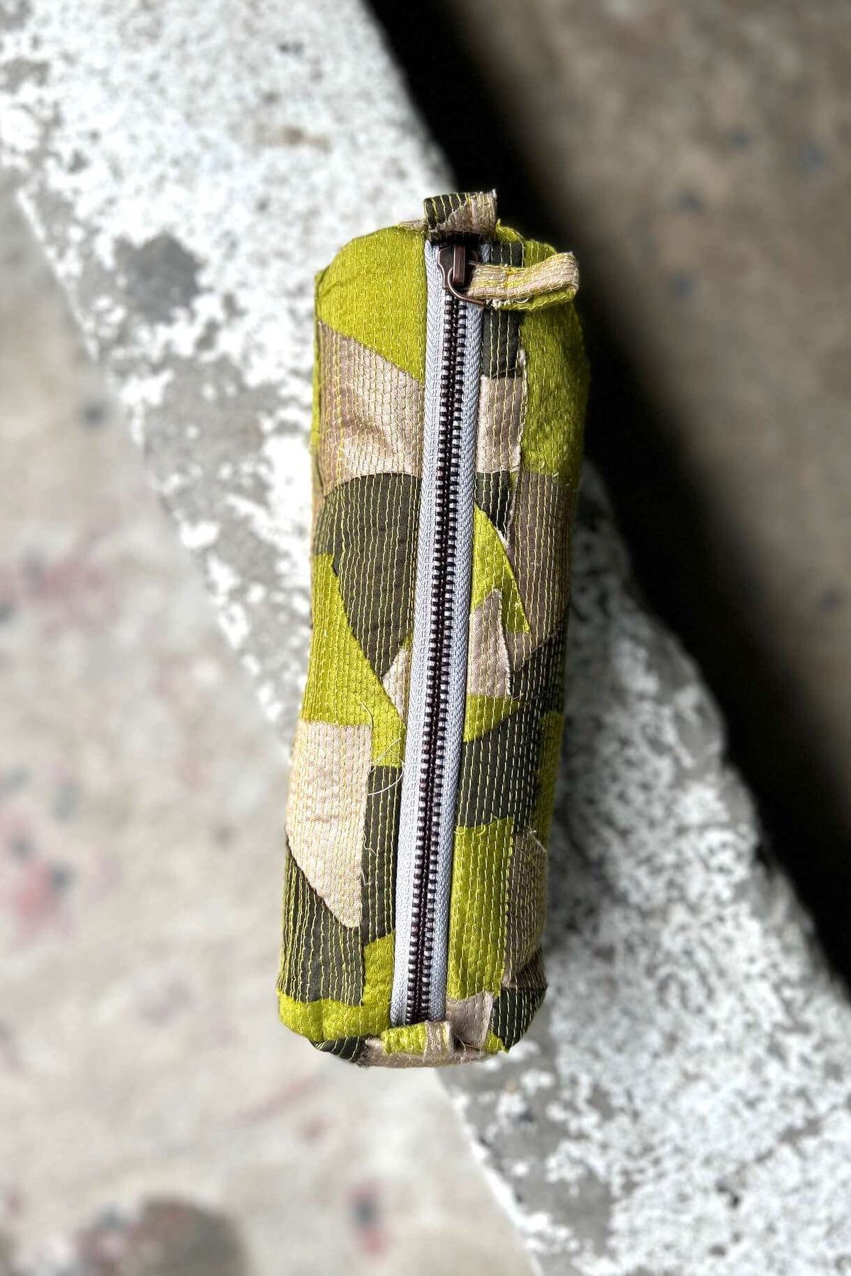 Cotton Silk Upcycled Olive Green Pencil Pouch
