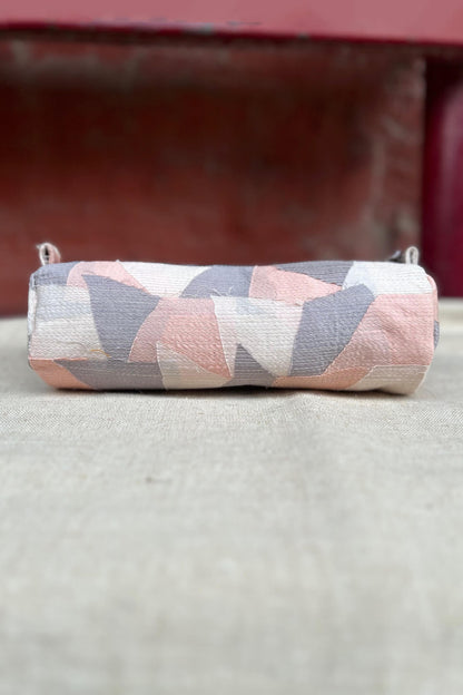 Cotton-Silk Upcycled Peach Pencil Pouch-bihart