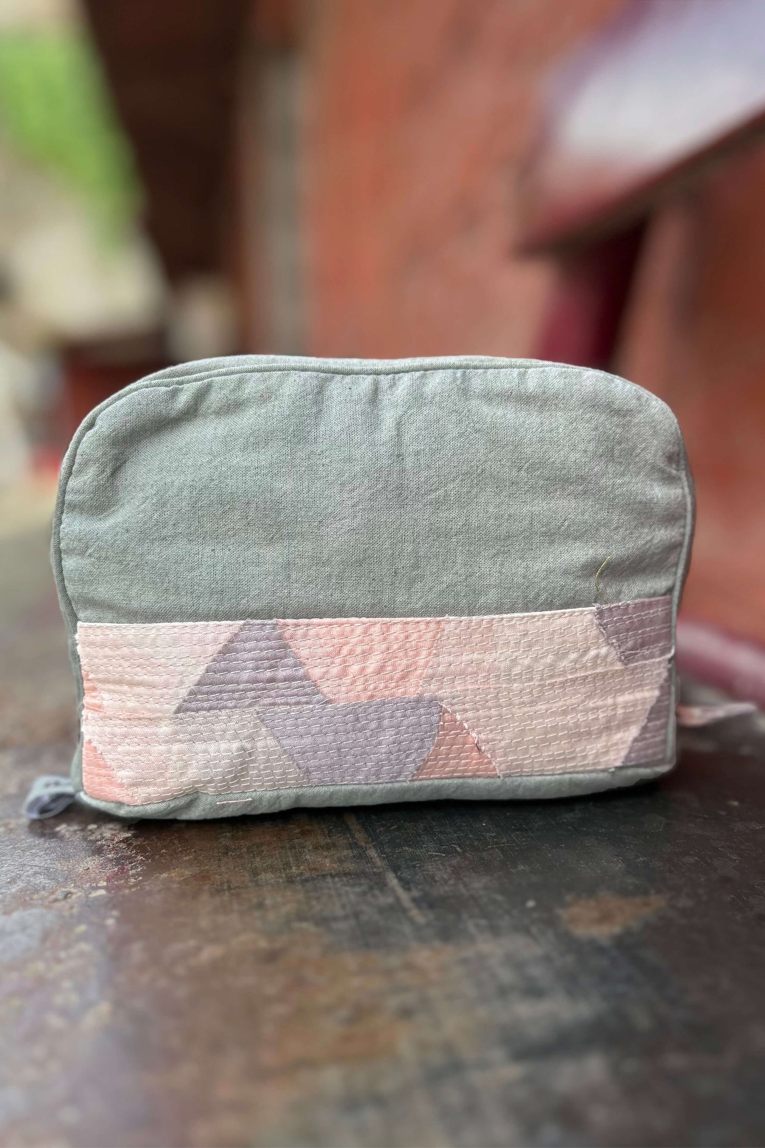 Unisex-Cotton-Silk Peach Utility Pouch-bihart