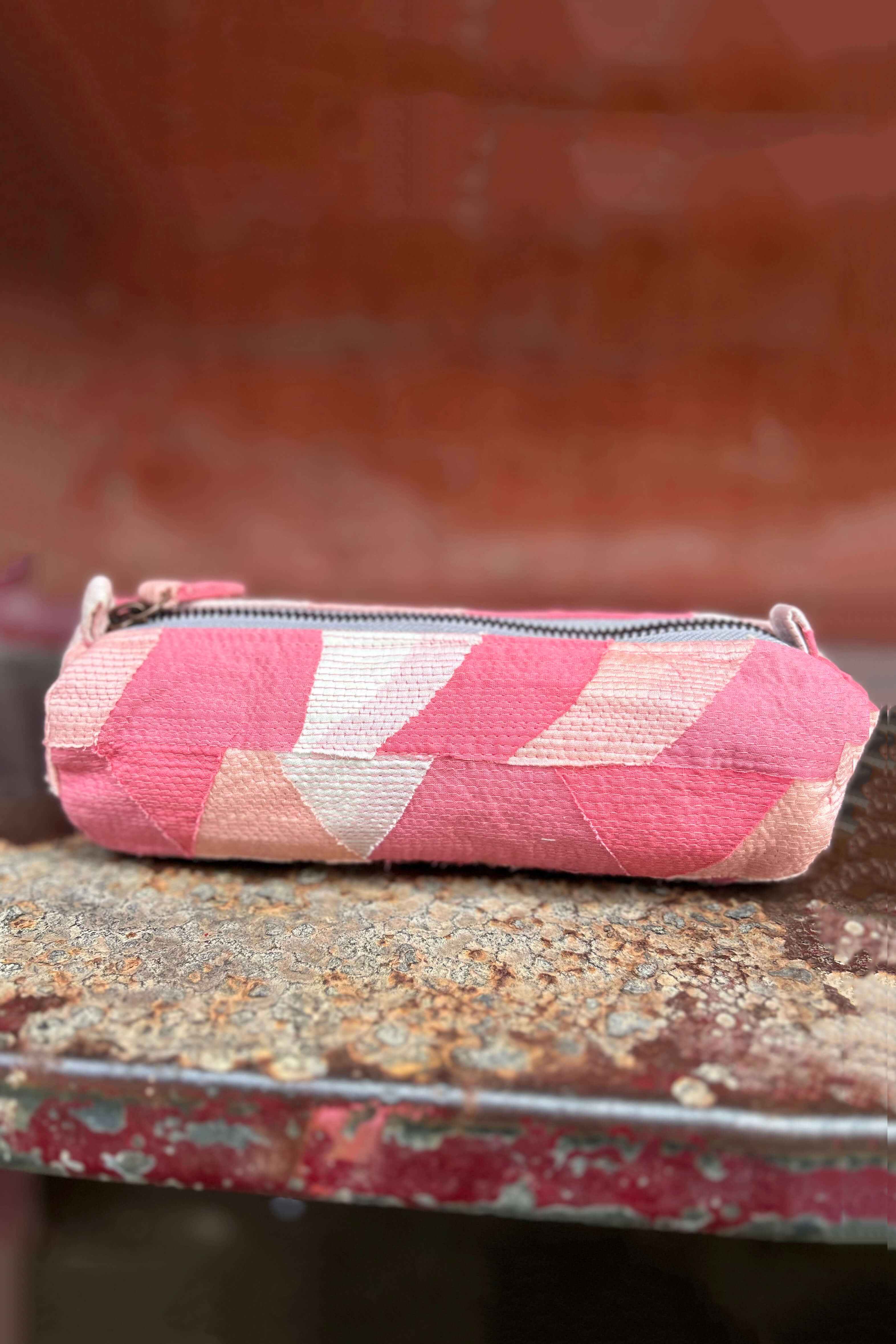 Cotton Silk Upcycled Pink Pencil Pouch