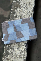 Upcycled Blue Chindi Flat Pouch