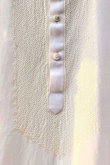 Men's Cot-silk Off White Aari Work straight Kurta - (Mandarin Collar)