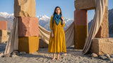 Anantha Summer Chanderi Mustard Yellow Maxi Dress