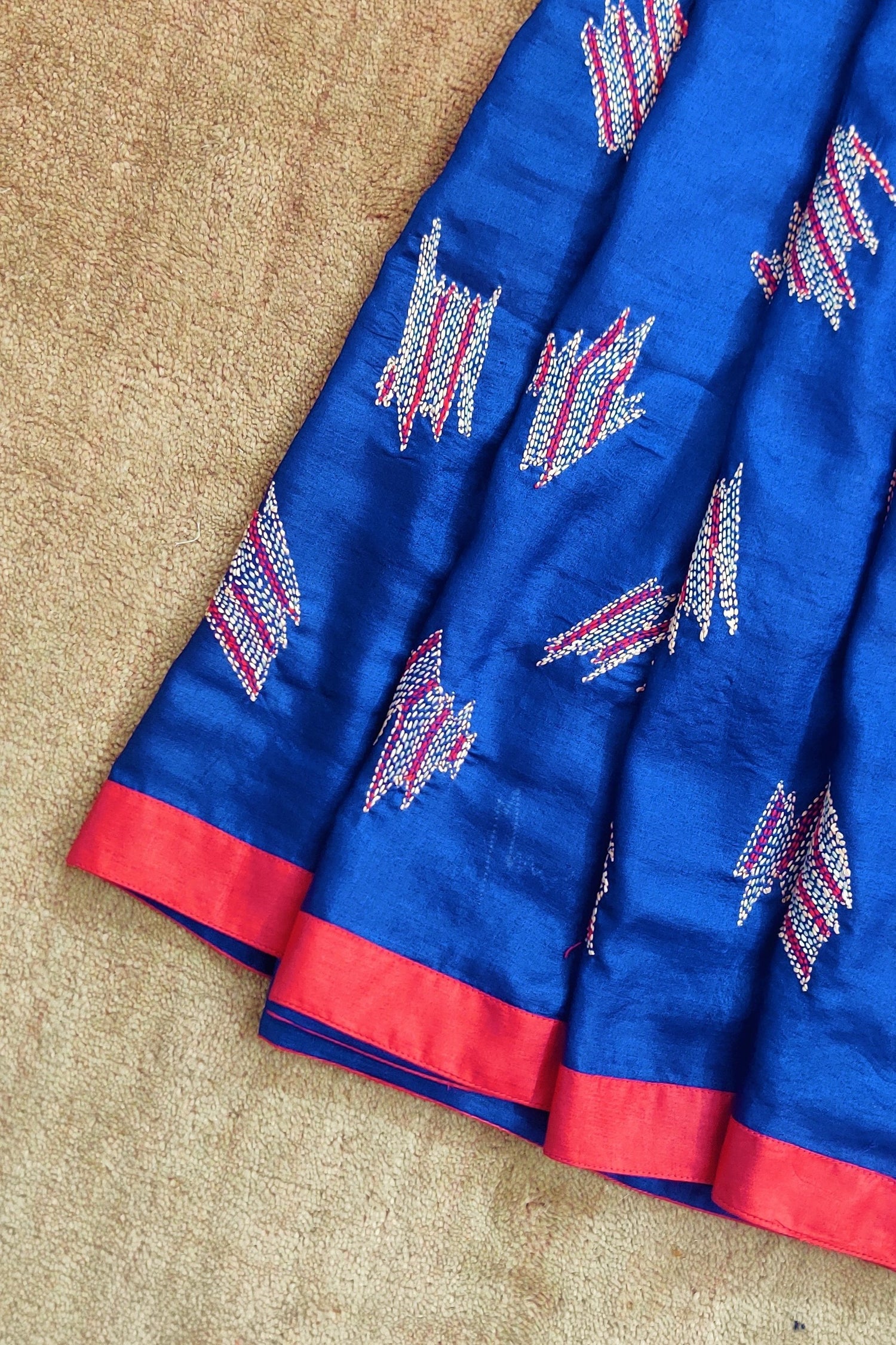 Midnight-blue wild silk  saree with sujani-bihart