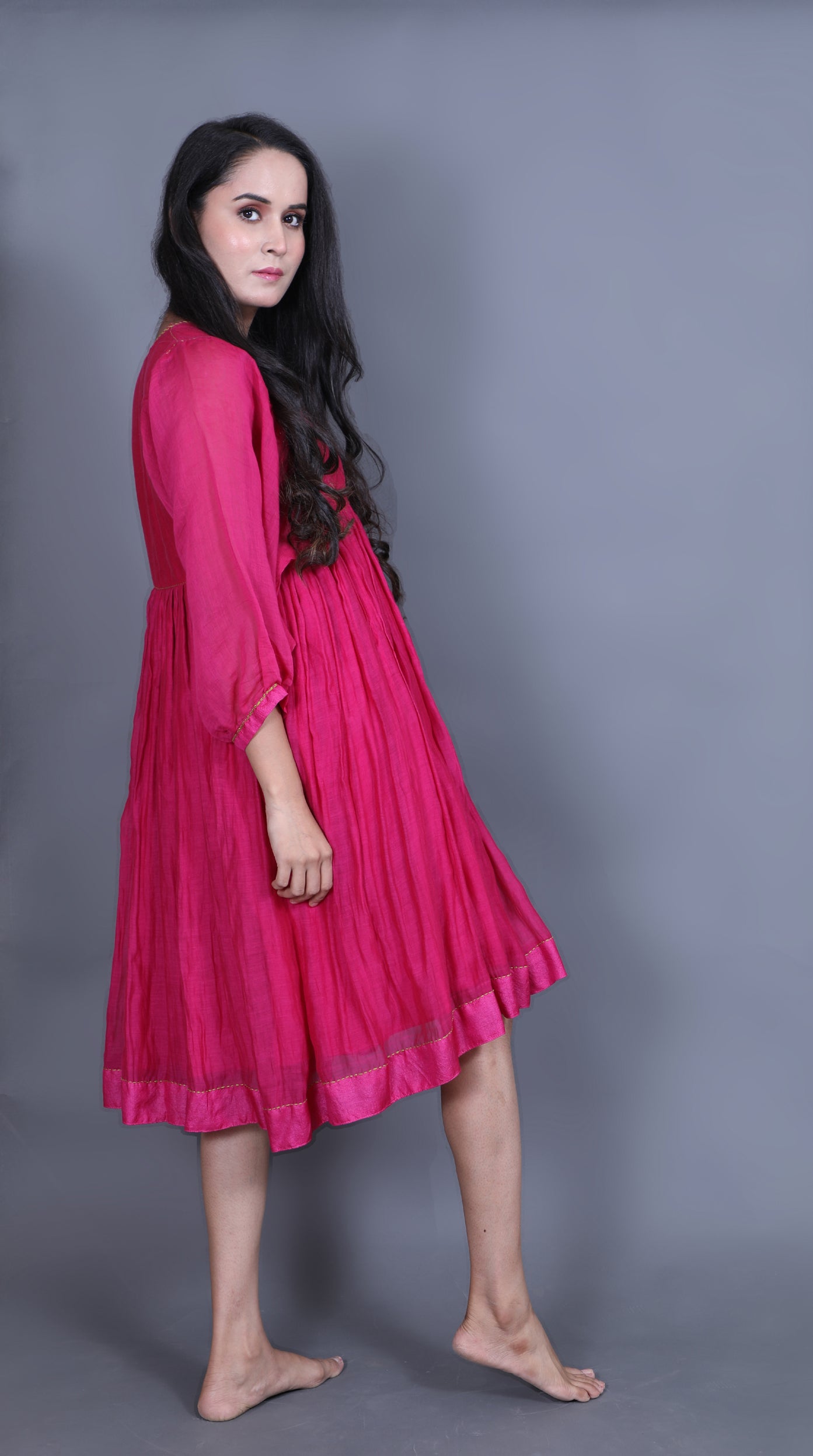 Anantha-Empire Dress with Batwing sleeves-bihart