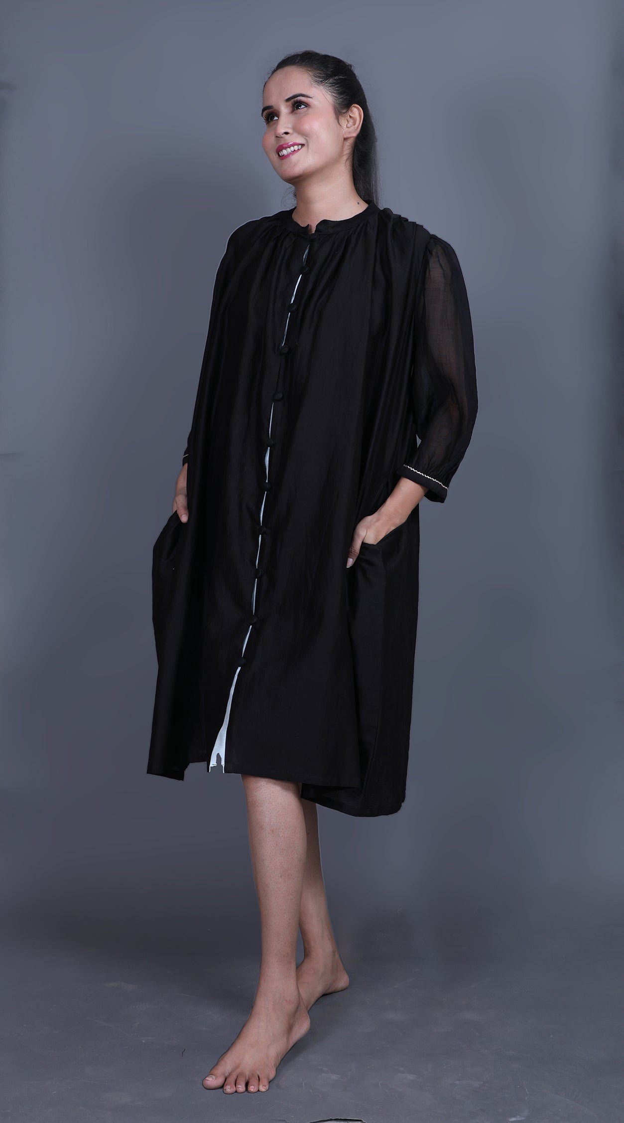 Anantha-Colour Block Button Down Shirt Dress-bihat